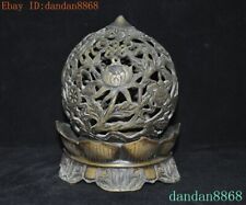 Old Tibet bronze eight treasures pattern Lotus fish statue Incense burner Censer picture