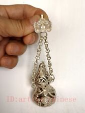 Collection Old China Tibet Silver Hand-made Fish Lotus Gourd Necklace Pendant picture