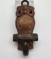 Vintage Antique Black Forest Carved Wood Owl Coat Hook 11cmH x 4.5cmL  x 2.5cmW picture