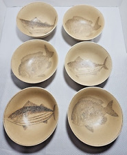 6pc Set Vintage Kafuh Japan Fish Bowls. Textured Finish 5.5