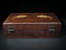 Exquisite Old Chinese Rosewood Hand Painted fish Jewelry box 90263 picture