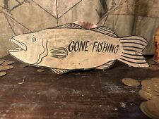 1920s Fishing Sign Country Lake House folk art trade advertising bar kitchen picture