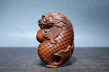 Chinese Natural Boxwood Hand-carved Exquisite Dragon&Fish Statue  9205 picture