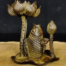 Collection bronze statue fish figure talbe decor chinese incense burner holder picture