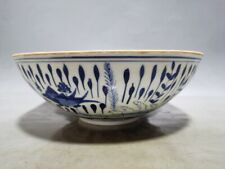 Old Chinese blue & white porcelain painted fish Algae bowl 8029 picture
