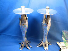 Vintage Emilia Castillo Hammered Silver Fish Candleholder  11.75