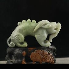 Old China natural hetian  jade hand-carved statue dragon loong pendant  #19 picture