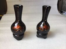 Super Little Paint Of Chinese Lacquer Bud Vases With Fish On Them picture
