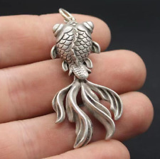 China Tibet silver Feng shui wealth zoon fish Goldfish statue pendant picture