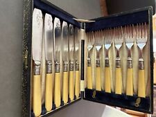 Sheffield England EPNS A1 Silverplate Fish Forks Knives 12pc BOX SET COMPLETE picture
