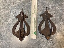 2 Antique Vintage Metal Wall Hanging Bill Receipt Holder Spike Hook Cast Iron picture