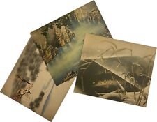 Antique Japanese Print Lot Of 3 Pre-WWII Fish Under Ice Ceiling, Vally picture