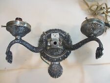 RARE MID CENTURY Conn. Artolier Co  DOUBLE fish dolphin CHROME wall light sconce picture