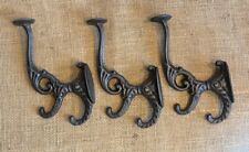 3 Antique Vintage Iron Victorian Wall Hall Tree Mirror Ornate Hat & Coat Hooks picture
