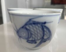 Set Of Three Vintage Chinese Koi Fish Cup Or Tea Bowls, 2