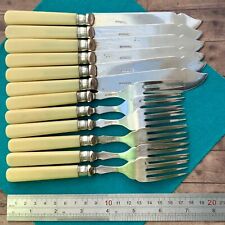 FISH EATER & FORKS 12PCE STERLING SILVER COLLARS ANTIQUE EPNS A1 CUTLERY SET picture