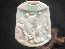 Chinese ancient artisan Hand-carved Delicate natural Jadeite fish pendant 509 picture