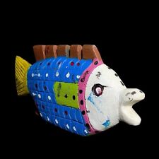 African Bozo Fish African Sculpture Statue Tribal Wood Home Décor-G1726 picture