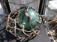 Japanese Glass Fishing Float Antique Authentic Large 35cm Green Gradient Used picture