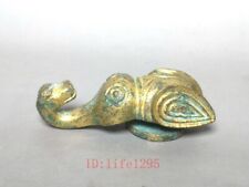 Rare Old Ancient Chinese Bronze Gilt Dragon Head Cicada Hook Statue Collection picture