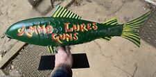 Tin Folk Art Painted Hollow Fish Weathervane Type Sign picture