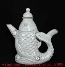 China Dynasty White glaze Ru kiln porcelain premium fish shape pot Teapot flagon picture