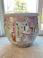 Extra Large Chinese Chinese Qing Dynasty Porcelain Famille Rose Fish Bowl picture
