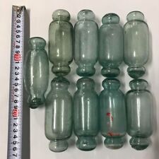 Glass Fishing Float Buoy Ball Cylinder Type Vintage Japanese set of 9 12-13cm picture