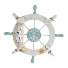 Nautical Beach Wooden Boat Ship Steering Wheel Fishing Net Shell Home Wall  picture