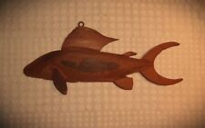 CARVED WOOD FISH Vintage Folk Art Wooden Nautical Fishing Art picture