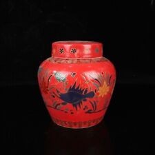 4'' Chinese Ancient Doucai Porcelain Fish Lotus Flower Pattern Lid Jar picture
