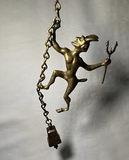 Victorian Brass Devil Satan Chimney Fireplace Damper Pull & Chain & Hook Antique picture