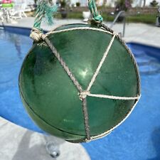 XL 13” Vintage JAPANESE Old MARITIME SALVAGE Nautical GLASS FISH NET FLOAT BALL picture