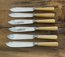 Harrison Bros & Howson Fish Knives 6 Piece Set EPNS Antique Cutlery Flatware picture