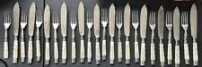  VICTORIAN ERA JD&S SET/24 SILVER PLATE FISH EATERS W/MOTHER OF PEARL HANDLES picture