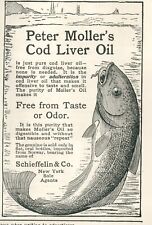 1905 Peter Moller Cod Liver Oil Fab Engraved Ad Trout Fishing Sailboat Lake A638 picture