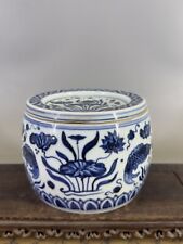 China Porcelain Ming Xuande Blue and White Fish Algae Pattern Cricket Pot 5.03