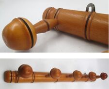 EXCELLENT Vintage French FAUX BAMBOO TURNED WOOD 5 HOOK COAT RACK Mushroom Pegs picture