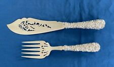 Rare Sterling Silver Fish Serving Set Schofield Baltimore Rose or Hand Chased picture