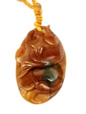 100% Natural China Huanglong Jade Carved Fish Pendant Free Necklace Gift H 4.5CM picture