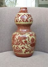 RareMing Dynasty Underglaze-Red 'Fish' Double Gourd Vase picture