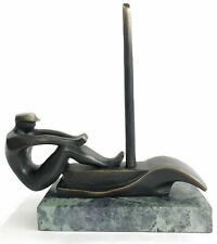 Art Deco Bronze Sculpture of a Man Rowing a Boat by Mario Nick Figurine Artwork picture