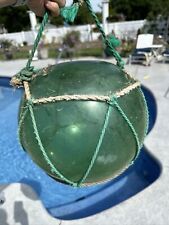 XL 13” Vintage JAPANESE Old MARITIME SALVAGE Nautical GLASS FISH NET FLOAT BALL picture