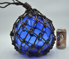 VINTAGE GLASS FISHING FLOAT IN COBALT BLUE picture