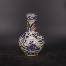 old Chinese Blue & White Porcelain Ming Dynasty Painted fish algae Vase 3463 picture