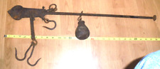 ANTIQUE ORGINAL WROUGHT IRON GAME / GRAIN WEIGHING HANGING CHAIN HOOK - 28 INCH picture