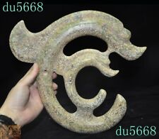 China Hongshan Culture Old jade Hand carve double Loong fetus Dragon hook statue picture