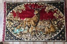 Vintage Deer Forest Stream Scene Rug Or Wall Hanging Tapestry 66