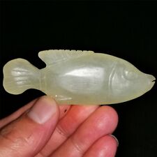 Chinese rare bright  jade pendant Jadeite hand-carved necklace statue fish picture