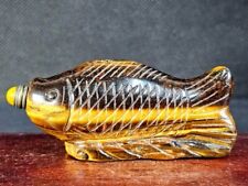 Chinese Fish Shape Carved Tiger Stone Snuff Bottle picture